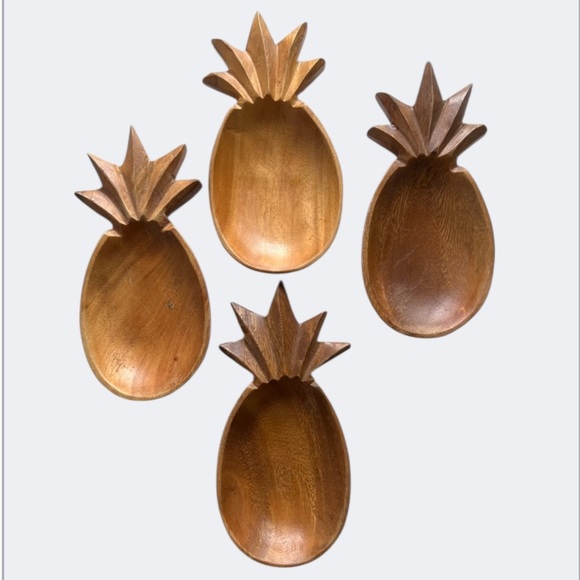 Sorensen Other - Vintage Sorensen Pineapple Shaped Carved Wood Pod Bowls Set 4 Piece